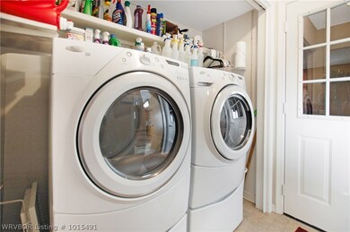 Laundry area off of kitchen with garage door entra