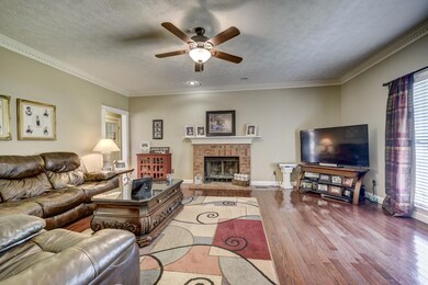 The Great Room features a wood burning fireplace!