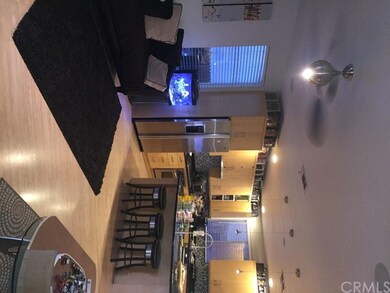 Open living area into kitchen
