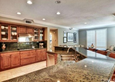 Large kitchen island with bar seating.