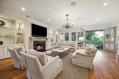 This family room effortlessly combines elegance an