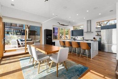 Dining room featuring visible vents, recessed lig