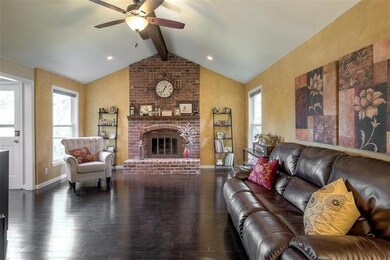 Family Room has Vaulted Beam Ceiling