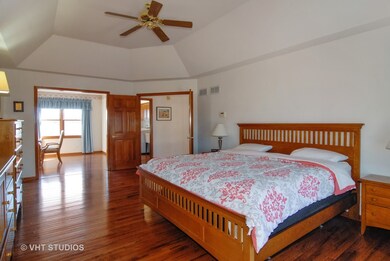 Luxury Master Suite Bedroom.  Trey ceiling with fa