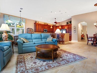 Open concept living with vaulted ceiling