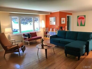 Large picture window brings in natural daylight.