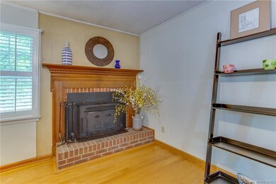 Fireplace with woodstove.