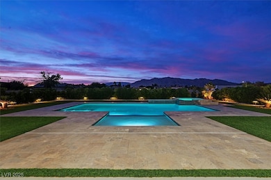 Sparkling heated pool and spa. Artificial turf.