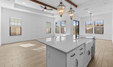 Kitchen with farmhouse sink & matte black hardware