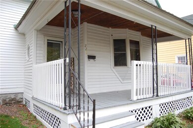 Large porch with fresh paint.
