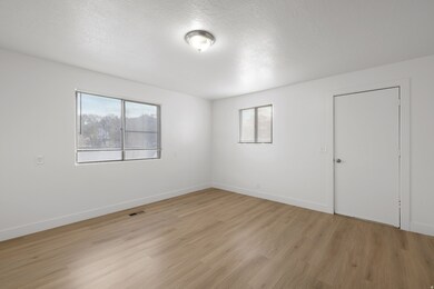 Unfurnished room featuring plenty of natural light, a textured ceiling, and light wood-style floors