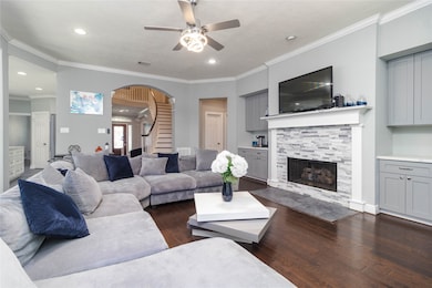 second view of family room/ living with gas log fi