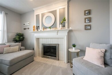 Gas fireplace with lovely trim work!