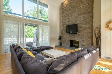 Great Room with Vaulted Ceiling & Slider to Deck