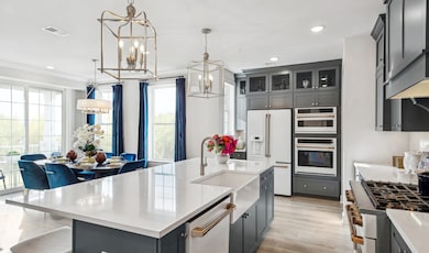 Kitchen with quartz island