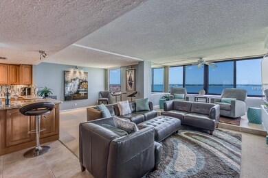 Living area and granite-topped bar