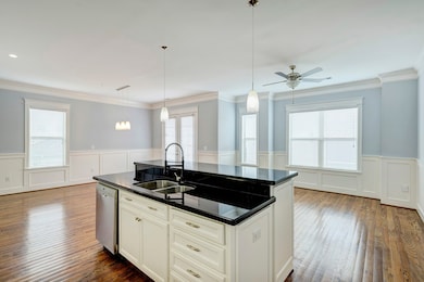 Sophistication with soothing blue gray walls and w