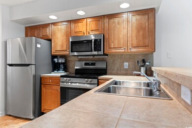 Kitchen with stainless steel appliances, tasteful 