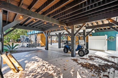 View of patio with an outbuilding