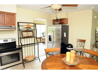 Kitchen opens to dining area