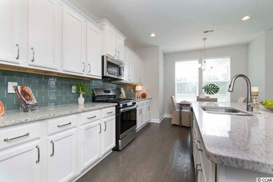beautiful granite countertops and tile backsplash 