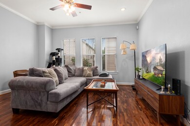 View of the living room from the dining room.