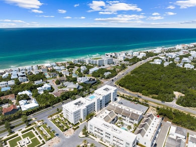 Aerial view of condo building