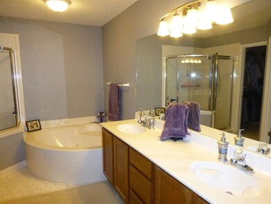 The luxury master bath has been updated with fresh