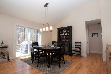 Dining area provides space for a large table and s