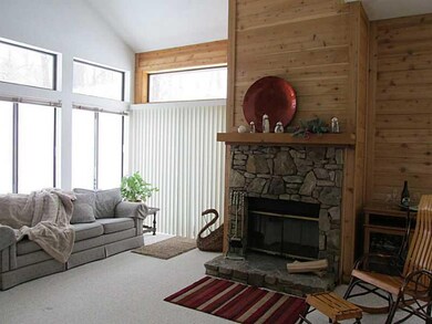 Living Room. Wood burning stone faced fireplace. T