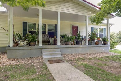 The home has a very nice large front porch
