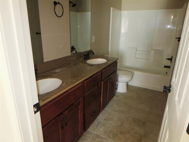 Master Bath with double bowl vanity.