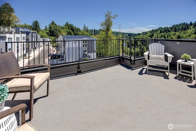 Rooftop deck facing Wayne Park and the Sammamish River (view from 34, same floorplan)