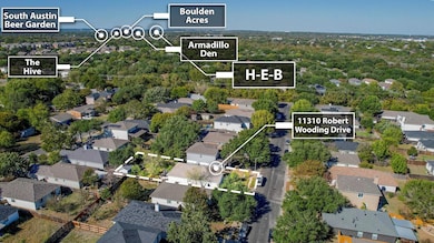 Aerial overview of property's location with nearby suburban area