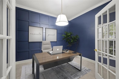 Virtually Staged. Beautiful Study with french doors.