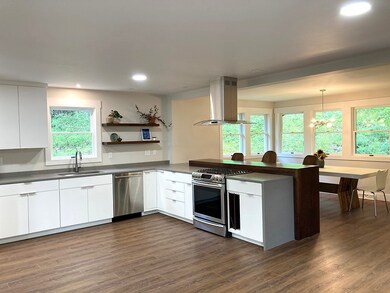 Expansive open kitchen and dining area with magnif