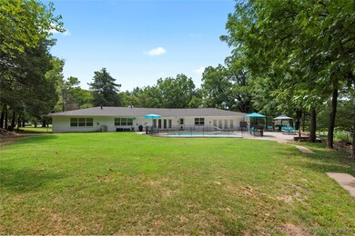 View of the back yard and pool.