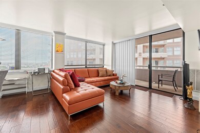 A chic living room space flooded with natural ligh
