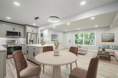 Virtually Staged Breakfast Area, Island, Livingroom