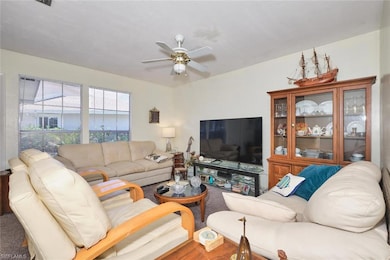 Living area with a ceiling fan