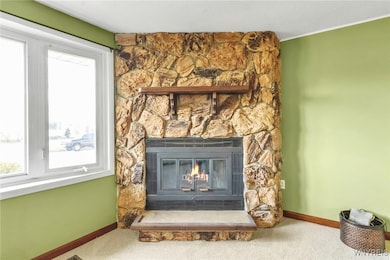 Stone fireplace