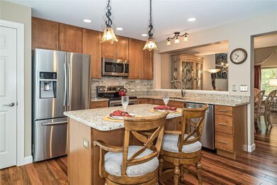 This eat in kitchen has a spacious island, solid s