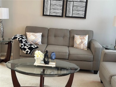 Living room with carpet flooring
