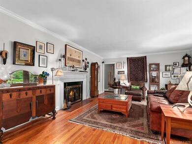 Living Room with wood burning fire place