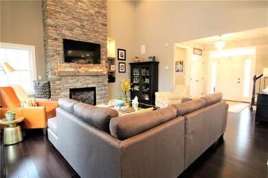 The great room features 16 ft. high ceilings with 
