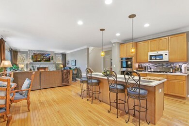 Large island between kitchen and eating area