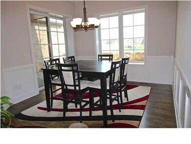 Formal dining room with sliding door for courtyard
