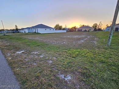 View of yard at dusk
