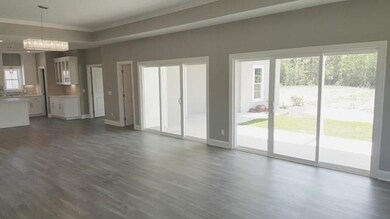 Large open floor plan with double sliders looking