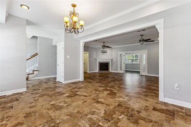 Formal dining room looking into living room